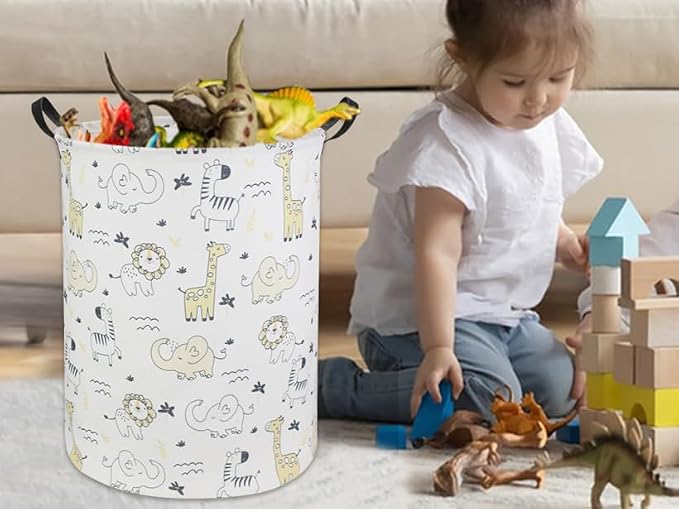 HIYAGON Baby Laundry Hamper Basket Baby Hamper for Nursery Boy and Girl Cute Kids Toys Storage Bin Organizer Animal Room Decor(Animals) - Image 3
