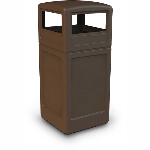 Commercial Zone-73293799 PolyTec 42 Gallon Square Waste Container with Dome Lid Color: Brown - Image 3