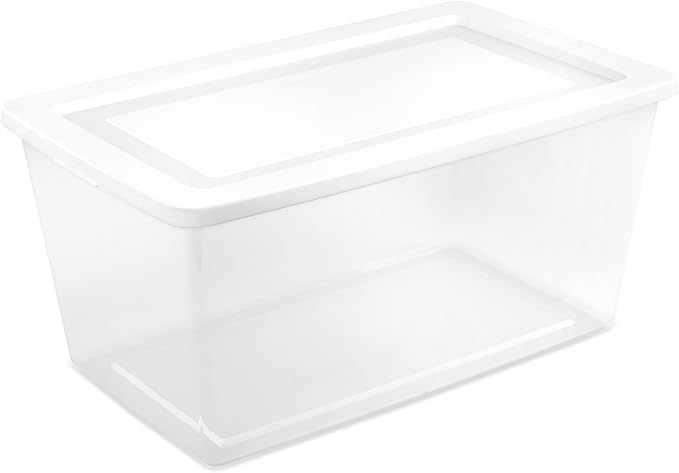 Sterilite 16 Pack Storage Box, 90 Quart Stackable Tote, Clear Plastic Container with Secure Snapping Lids for Home and Office Organization, White - Image 7