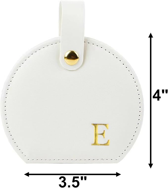 Travel Jewelry Case,Personalized Jewelry Box,Elegant Half-Moon Design with Personalized Golden Initial Case,Personalized Gifts for Women,Jewelry organizer;Personalized Gifts for Women or Friends(E) - Image 2