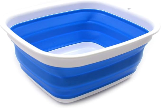 SAMMART 7.7L (2 Gallon) Collapsible Tub - Foldable Dish Tub - Portable Washing Basin - Space Saving Plastic Washtub (Blue, S) by SAMMART