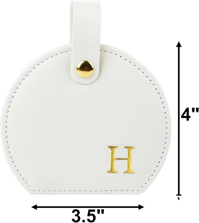 Travel Jewelry Case,Personalized Jewelry Box,Elegant Half-Moon Design with Personalized Golden Initial Case,Personalized Gifts for Women,Jewelry organizer;Personalized Gifts for Women or Friends(H) - Image 2