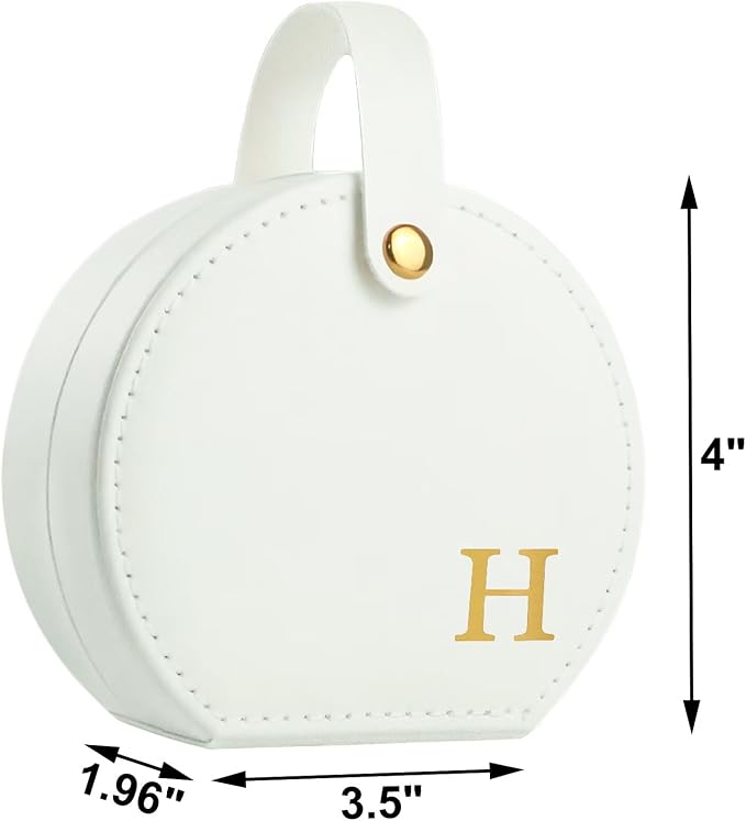 Travel Jewelry Case, Elegant Half-Moon Design with Golden Accents, Detachable Handle, White Personalized Accessory Organizer, Fashion-Forward Gift for Women and Teens(H) - Image 3
