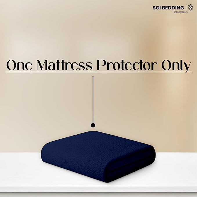 SGI bedding Waterproof 72X80 RV King Mattress Protector – 15" Deep Pocket, Soft Noiseless & Breathable Fitted Style Bed Cover, Skin- Friendly Protection Against Moisture, Spills & Stains – Navy Blue