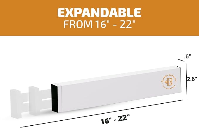 4-Pack Drawer Dividers - 2.6 Inches High, Adjustable 16 to 22 Inches Bamboo Drawer Organizer, Large Expandable Separator for Clothes, Dresser, Bedroom, Bathroom, Baby, Office, Kitchen Utensils, White - Image 2