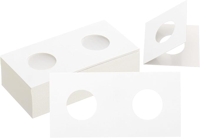 PATIKIL 2 x 2 Coin Flips, 100 Pack 23mm Cardboard Coin Holder Paper Coin Holders for Coin Collection Supplies Collector, White