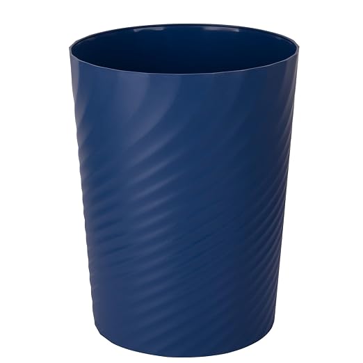 UUJOLY Plastic Small Trash Can Wastebasket, Garbage Container Basket for Bathrooms, Laundry Room, Kitchens, Offices, Kids Rooms, Dorms, 3.5 Gallon, Navy Blue by UUJOLY