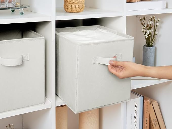Cupic Cupid 11 Inch Storage Cube, Fabric Cube Storage Bin with Handles, Storage Cube Organizer for Clothes and Toys, Collapsible Cube Bins for Closet, Shelves, Nursery, 6-Pack, Light Gray - Image 4