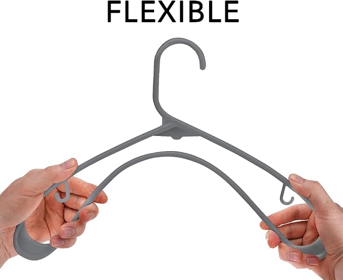 Sharpty Plastic Hangers Clothes Hangers for Clothing, Closet, Coats & Shirts - Durable, Thick, Tough & Space Saving - for Everyday Standard Use, Room Essentials & Basics - 20 Pack - Grey - Image 3