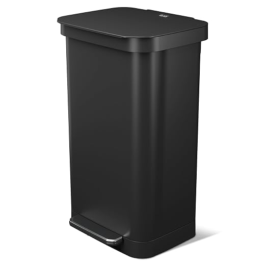 Glad Stainless Steel Step Trash Can, Series 2 with Clorox Protection - Large Black Kitchen Garbage Bin with Soft Close Lid, Foot Pedal and Waste Bag Roll Holder, 20 Gallon by GladTrashFoodStorage