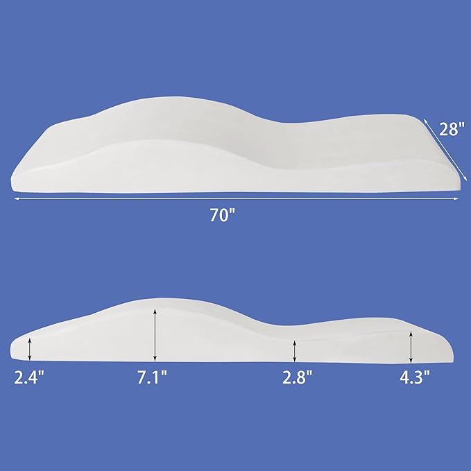 HOMBYS Ergonomic Curvy Foam Massage Bed Mattress Topper, 70" x 28", White