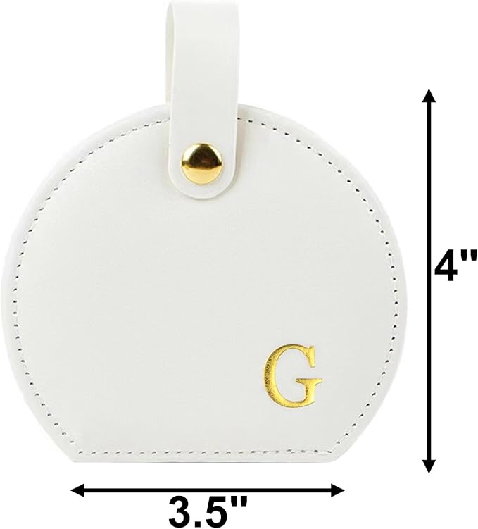Travel Jewelry Case,Personalized Jewelry Box,Elegant Half-Moon Design with Personalized Golden Initial Case,Personalized Gifts for Women,Jewelry organizer;Personalized Gifts for Women or Friends(G) - Image 2