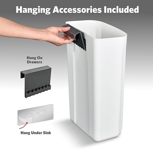 Glad Roomate Under Counter Waste Bin | Space Saving Small Trash Can for Kitchen Cabinet, Bathroom or Office | Dual Lid for Ease of Opening, 12 Liter, White - Image 4