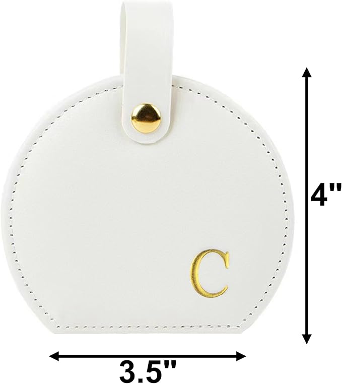 Travel Jewelry Case,Personalized Jewelry Box,Elegant Half-Moon Design with Personalized Golden Initial Case,Personalized Gifts for Women,Jewelry organizer;Personalized Gifts for Women or Friends(C) - Image 2