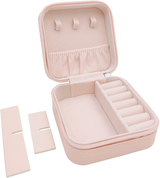 TRODANCE Mini Jewelry Case, Small Travel Jewelry Organizer, Portable Jewelry Box Mini Storage Organizer Display Box For Rings Earrings Necklaces (Pink-4) - Image 5