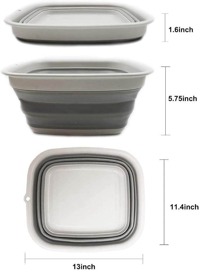 SAMMART 7.7L (2 Gallon) Collapsible Tub - Foldable Dish Tub - Portable Washing Basin - Space Saving Plastic Washtub (Grey, S) - Image 5