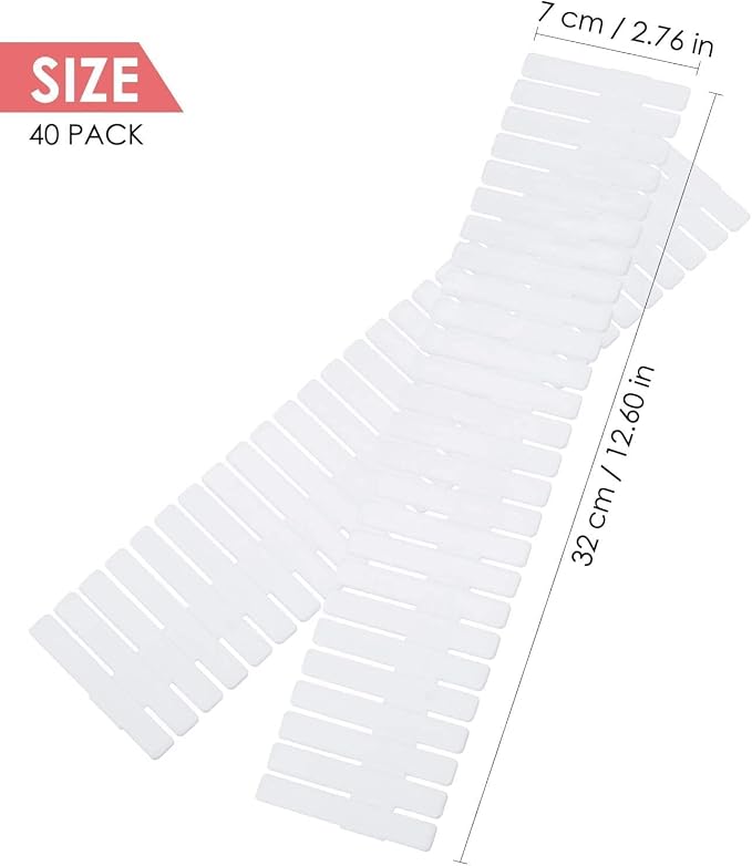 40Pcs Drawer Dividers, Adjustable Drawer Organizer for Socks, Underwear, Makeup, Can Help Tidy Kitchen, Bedroom, Dresser White - Image 2