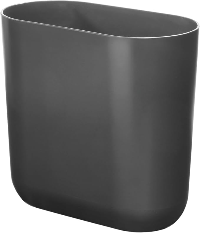 iDesign Small Slim Plastic Bathroom Trash Can, Garbage Can for Bedroom, Office, Desk, Dorm, Gray by iDesign