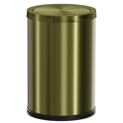 9L/2.4Gal Antique Bronze Bathroom Trash Can, Small Flip Garbage Can with Lid,Brushed,Single-Layer,Trash Bin for Laundry，Hotel，Office， Laundry Room (Bronze) by LEASYLIFE