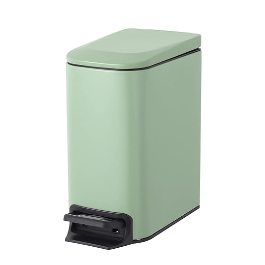 Cesun Small Bathroom Trash Can with Lid Soft Close, Step Pedal, 6 Liter / 1.6 Gallon Stainless Steel Garbage Can with Removable Inner Bucket, Anti-Fingerprint Finish (Matt Green) by Cesun