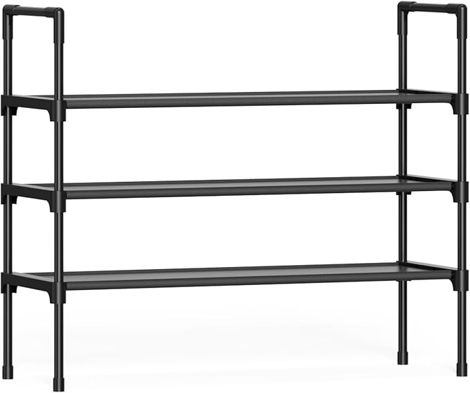 Kitsure Shoe Rack for Closet - Shoe Organizer, Large-Capacity & Space-Saving Shoe Shelf for Entryway, Bedroom, Living Room,32.2" x 11.8" x 27.5", Black by Kitsure