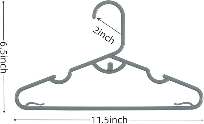 60pcs Grey Baby Nursery Closet Hangers,Non-Slip Laundry Infant Pant Hanger for Newborn Clothes,Stackable Hangers,Save Space Ultra-Thin Child Coat Hanger for Girl Boy Toddler Kids - Image 3