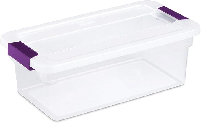 Sterilite 17511712 6 Quart Clearview Latch Storage Container with Plum Handles by Sterilite