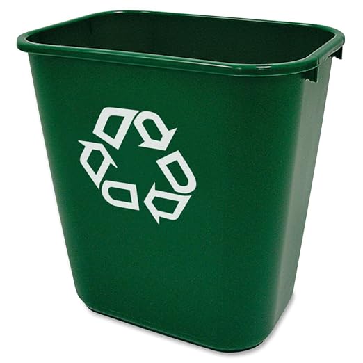 Rubbermaid Commercial Products Deskside Recycling Can, 7-Gallon/28-Quart, Green Recycling Symbol, Plastic, for Bedroom/Bathroom/Office, Fits Under Desk/Sink/Cabinet, Pack of 12 by RubbermaidCommercialProducts