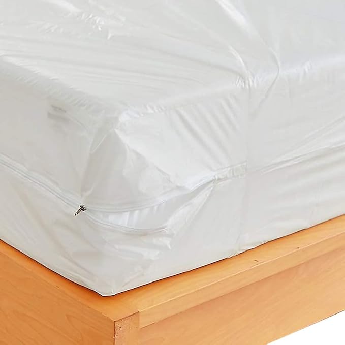 Waterproof Zippered Plastic Mattress Protector Encasement, Vinyl Mattress Bed Cover Proof (Twin XL)
