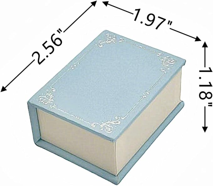 Book Shaped Ring Box - Vintage Engagement Ring Box with Hinged Lid for Proposal Engagement Wedding, Proposal Ring Case -PRB016-Blue - Image 2