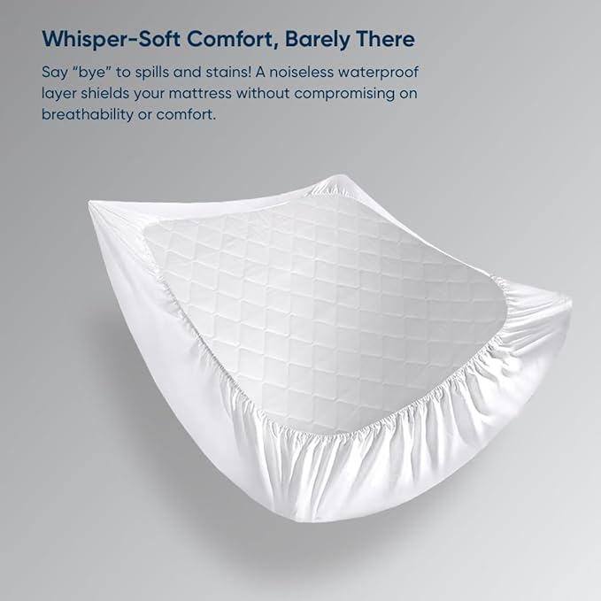 Vesta Bamboo Cooling Mattress Pad, Added Cushioning, Washable Fitted Mattress Protector, Enhanced Breathability, Noiseless Design (Bamboo Mattress Cover, Full/Queen)