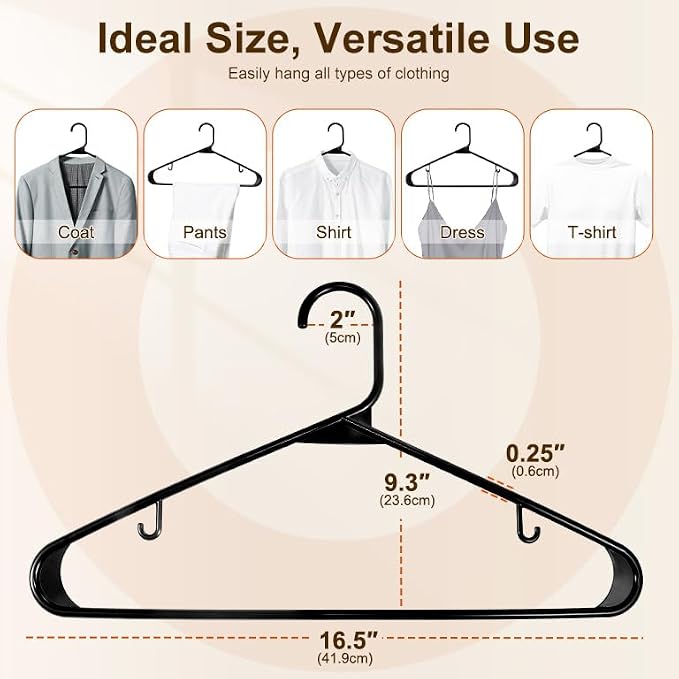 HOUSE DAY 1000 Pack Plastic Clothes Hangers, Commercial Bulk Shipment for Business, Sturdy Durable Lightweight Hanger Black Ideal for Retail Dry Cleaners Warehouses, Save Cost & Warehouse Space - Image 2