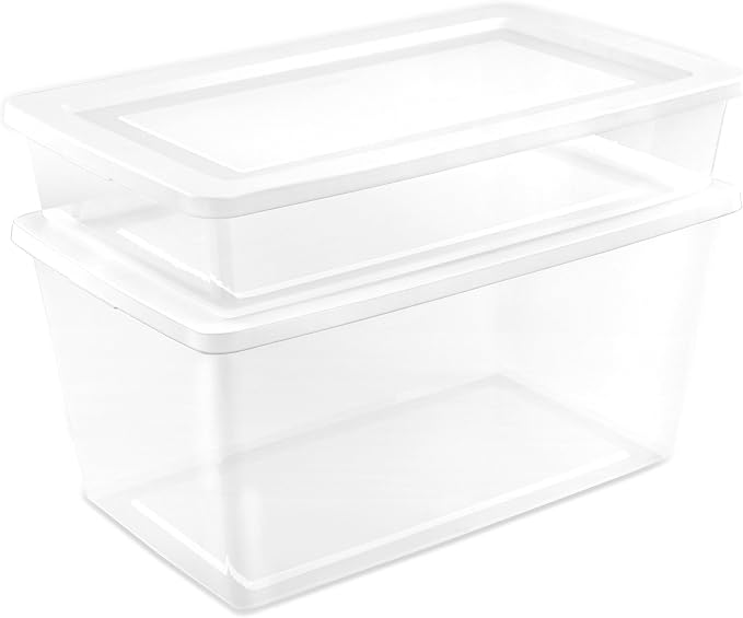 Sterilite 6 Pack Storage Box, 41 Quart Stackable Tote, Clear Plastic Container with Secure Snapping Lids for Home and Office Organization, White - Image 8