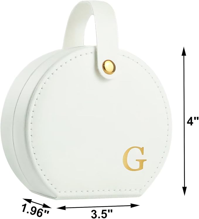 Travel Jewelry Case, Elegant Half-Moon Design with Golden Accents, Detachable Handle, White Personalized Accessory Organizer, Fashion-Forward Gift for Women and Teens(G) - Image 3