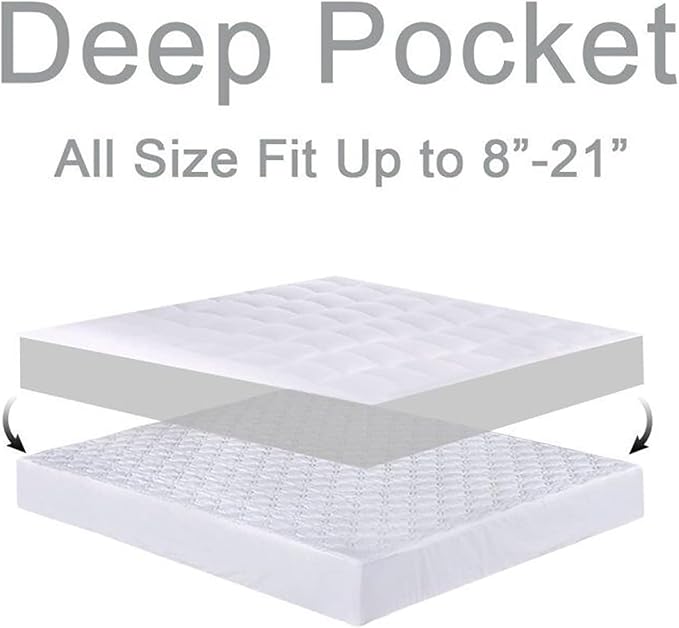 Mattress Topper Full for Back Pain, Extra Thick Mattress Pad Cover, Plush Pillow Top, Deep Elastic Pocket, Black
