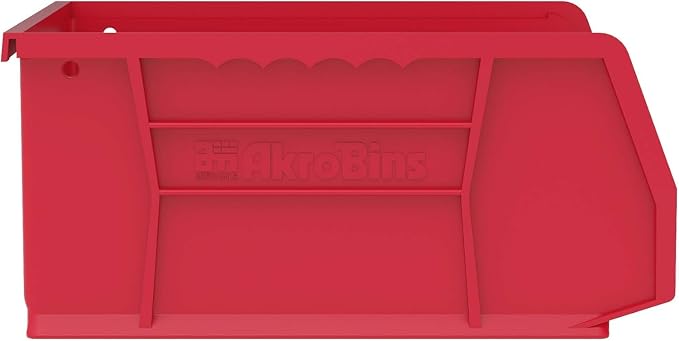 Akro-Mils 30235 AkroBins Plastic Storage Bins, Space-Saving Stackable Bins for Garage, Pantry, Craft Organization, 11" x 11" x 5", Red, 6-Pack - Image 7