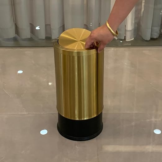 9 Liter/2.4 Gallon, Gold Trash can with Swing lid, Brass Small Trash can, Gold Trash Bin with Lid for Office, Living Room,Bathroom，Restaurant Bathroom - Image 7