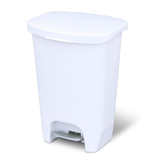 Glad 13 Gallon Trash Can | Plastic Kitchen Waste Bin with Odor Protection of Lid | Hands Free with Step On Foot Pedal and Garbage Bag Rings, 13 Gallon, White by GladTrashFoodStorage