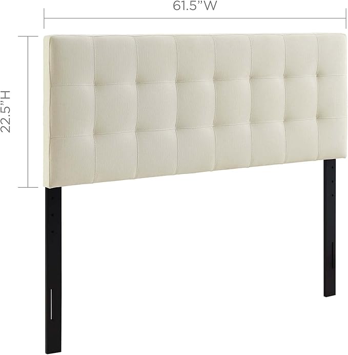 Modway Lily Tufted Linen Fabric Upholstered Queen Headboard in Ivory