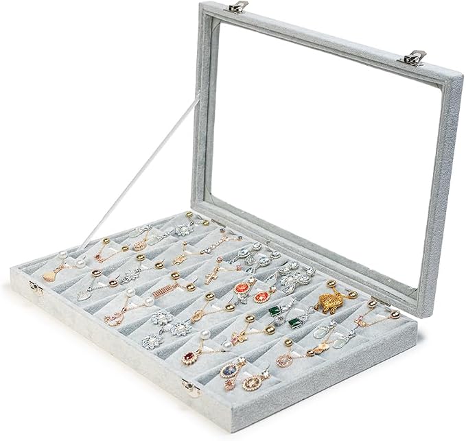 Jewelry Box Necklace Organizer Tray (Grey) Necklace Display Case for Storage Jewelry Display Stand 24 Slot Pendant Holder for Women by XHMQYCMakesAllBetter%E2%80%94LetGo