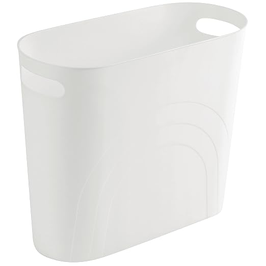 rejomiik Small Trash Can, 3.5 Gallon Slim Garbage Can Plastic Waste Basket with Handles Container Bin for Narrow Spaces Bathroom, Bedroom, Kitchen, Office at Home, White by rejomiik