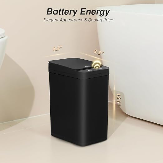 FRESHLIX Bathroom Trash Can, 2.6 Gallon Automatic Motion Sensor Touchless Garbage Can, Waterproof Trash Bin with Lid, Narrow Small Waste Bin for Kitchen, Office, Bedroom, Black - Image 3