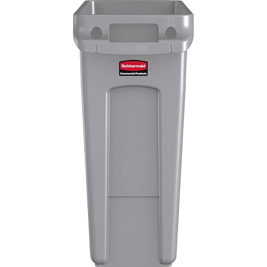 Rubbermaid Commercial Products Slim Jim Trash/Garbage Can with Venting Channels, 16-Gallon, Gray, for Kitchen/Office/Workspace, Pack of 4 - Image 4