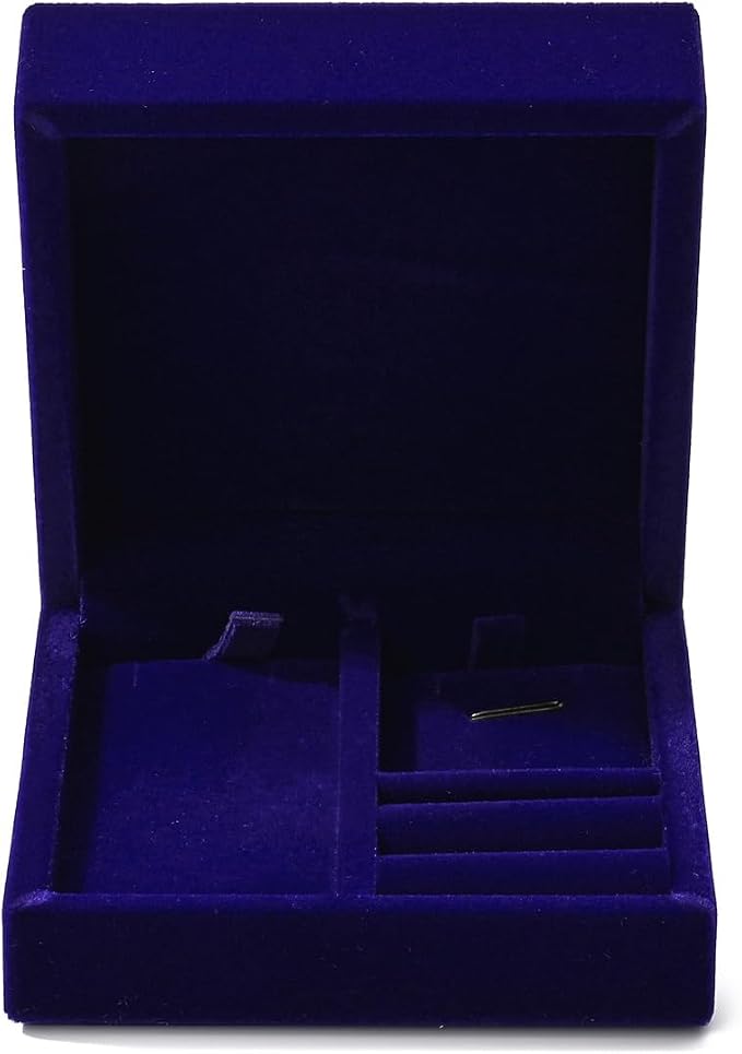 3 in 1 Velvet Jewelry Set Gift Box Earring Gift Box Ring Necklace Boxes Small Jewelry Storage Boxes for Travel Birthday Mother's Day Valentine's Day Gifts (Blue) - Image 6