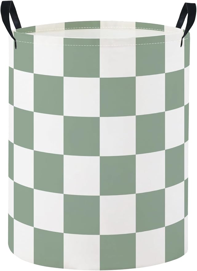 Baby Laundry Basket Baby Nursery Hamper Kids Laundry Basket Toy Storage Bin for Boys Room Decor Gift Baskets for Bedroom Bathroom(Green Checkered) by TIBAOLOVER