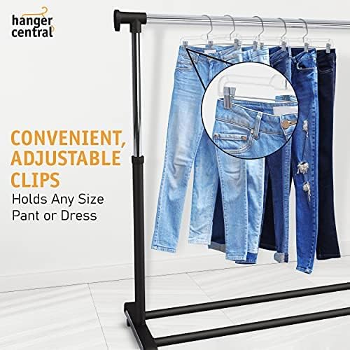 Hanger Central Premium 14 Inch Clear Pants Hangers with Adjustable Clips - 12 Pack Space-Saving Skirt Hangers - Non-Slip Heavy Duty Plastic Closet Organizers with 360° Swivel Hook - Image 9