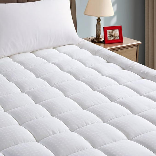 EASELAND Mattress Pad Twin Size Pillow Top Mattress Cover Quilted Fitted Protector Single Cotton Top 8-21" Deep Pocket Mattress Topper(39x75 Inches)