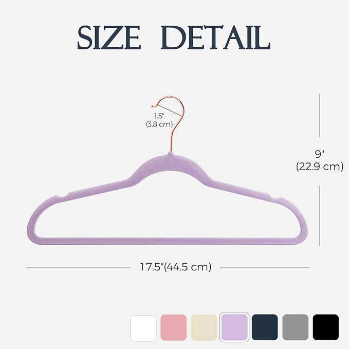 HOUSE DAY Velvet Hangers 30 Pack, Premium Non-Slip Felt Hangers, Sturdy Lt-Purple Clothes Hanger Heavy Duty, Space Saving Durable Suit Coat Hanger, 360° Rotating Rose Gold Hook - Image 7