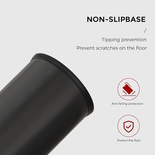 9L/2.4GAL Black and Gold Bathroom Trash Can, Small Trash Can with FILP Lid for Bathroom,Hotel,Office,Lundry,Powder Room (ＢＬＡＣＫ) - Image 5