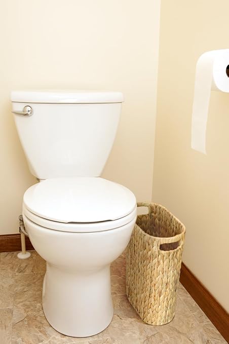 Coeusy Wicker Trash Can,Bathroom Trash Can,Water Hyacinth Wicker Waste Basket for Bathroom,Handwoven Narrow Small Waste Basket for Bedroom,Office,5 Gallon - Image 3